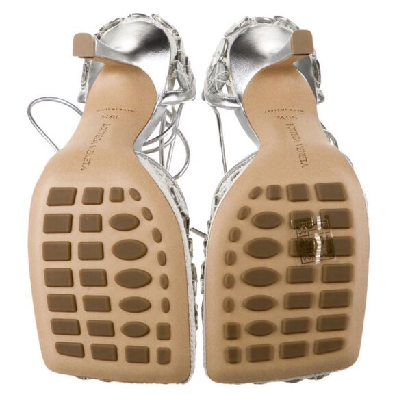 Bottega Veneta Silver Leather Heels - Picture 3 of 5